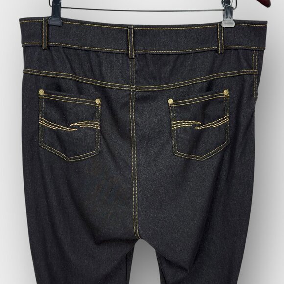 mySTYLE 2X Dark Wash Pull-On Jegging Capris Contrast Stitch Plus Thin - Picture 4 of 9